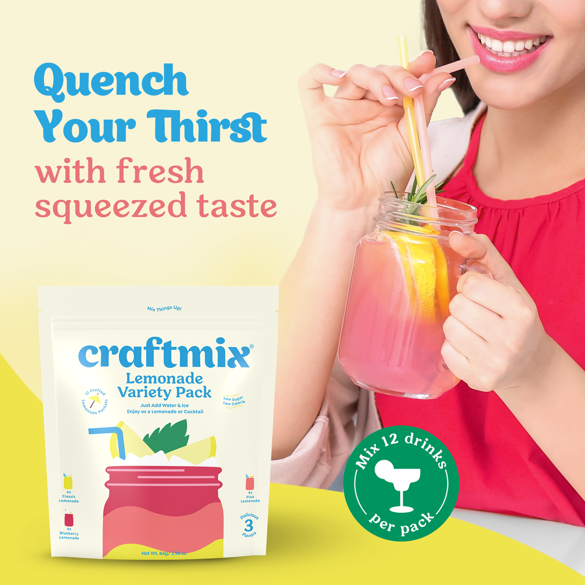 Craftmix | Lemonade Variety Pack Cocktail Mixers -12 Serving Multipack
