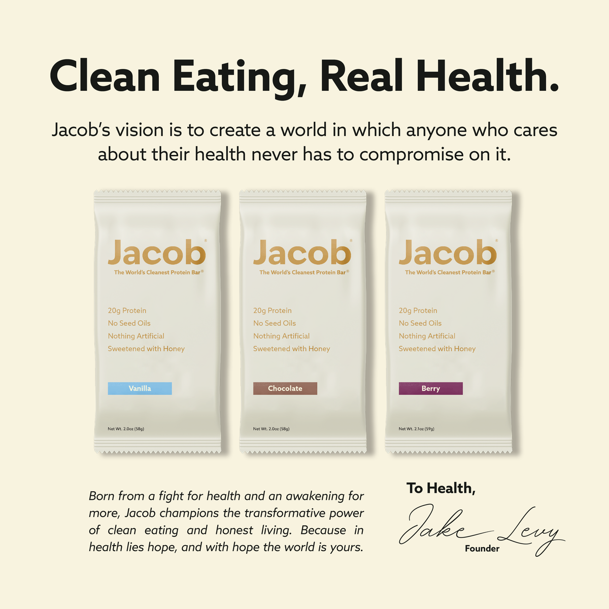 Jacob | Protein Bar - Grass-Fed Organic Snack Bar