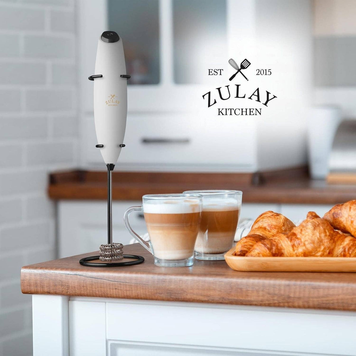 Zulay Kitchen | Tornado Milk Frother Whisk – Includes 4 AA Batteries