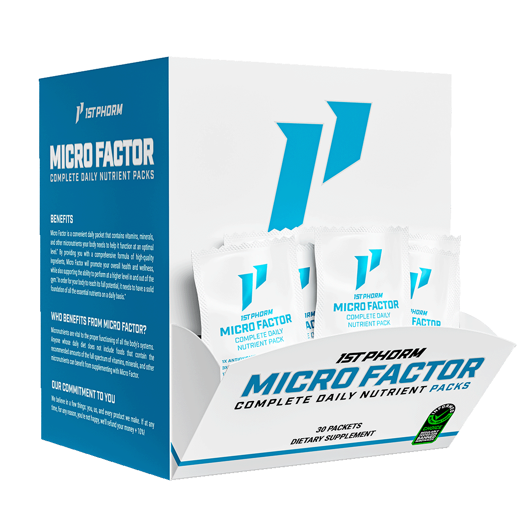 Box of 1st Phorm Micro Factor complete daily nutrient packs, 30 packets