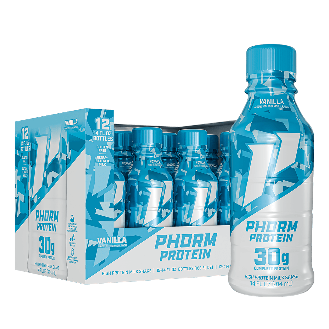 12-pack of Phorm Protein Vanilla ready-to-drink protein shakes, 14 fl oz bottles