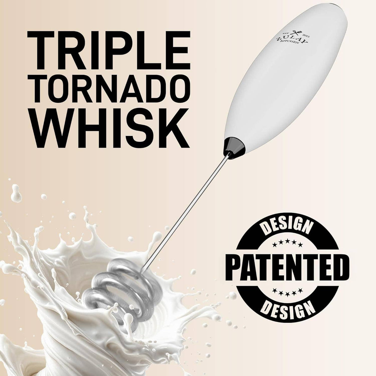 Zulay Kitchen | Tornado Milk Frother Whisk – Includes 4 AA Batteries