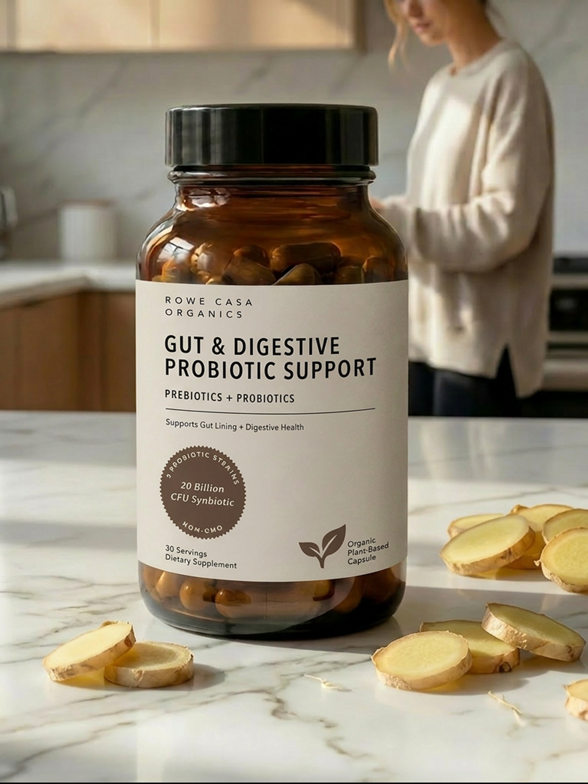 Rowe Casa | Gut + Digestive Probiotic, 60 servings
