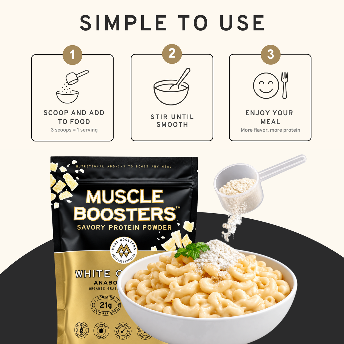 Meal Boosters | Muscle Boosters Anabolic Blend - White Cheddar, 15 Servings