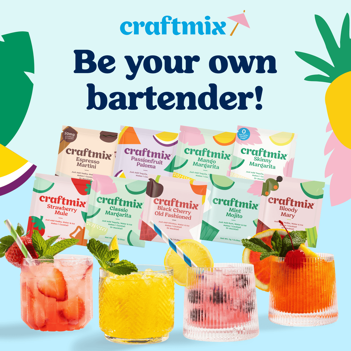 Craftmix | Variety Pack Cocktail Mixers - 12 Servings Multipack