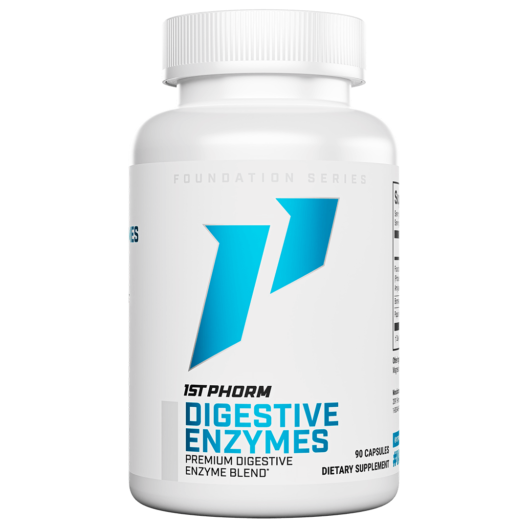 White bottle of 1st Phorm Digestive Enzymes, 90 capsules