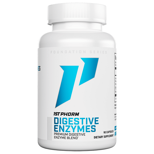 White bottle of 1st Phorm Digestive Enzymes, 90 capsules