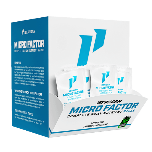 Box of 1st Phorm Micro Factor complete daily nutrient packs, 30 packets
