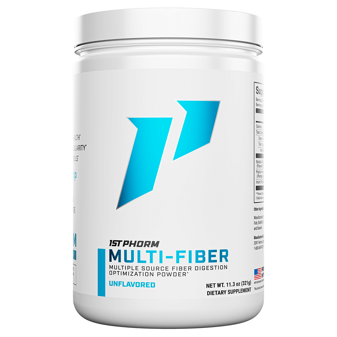 Tub of 1st Phorm Multi-Fiber, Unflavored, net weight 0.71 lb