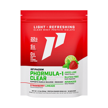 Bag of 1st Phorm Phormula-1 Clear, Strawberry Limeade, net weight 1.11 lb