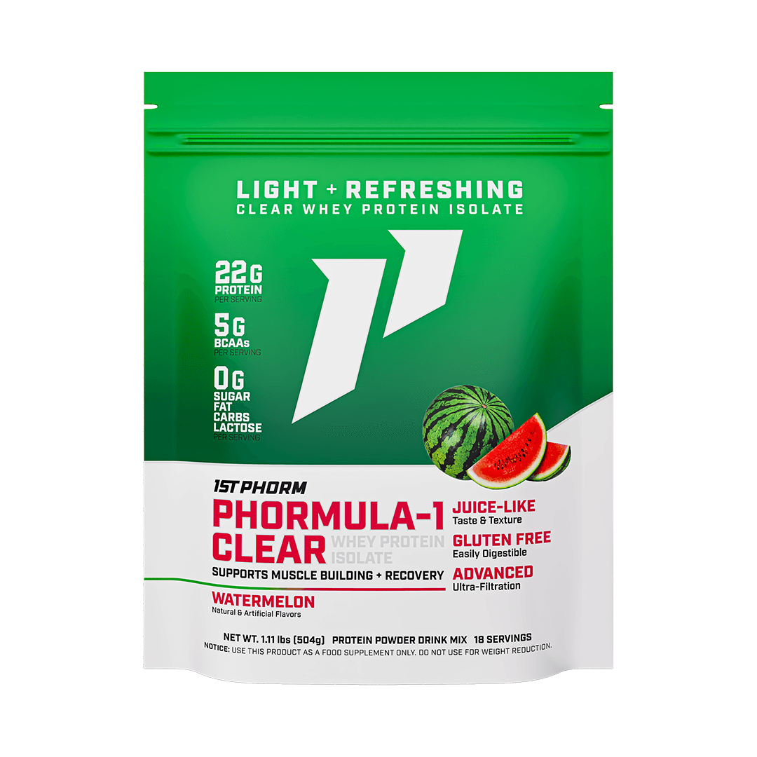 Bag of 1st Phorm Phormula-1 Clear, Watermelon, net weight 1.11 lb