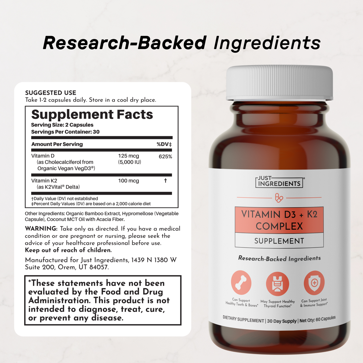 Just Ingredients D3 & K2